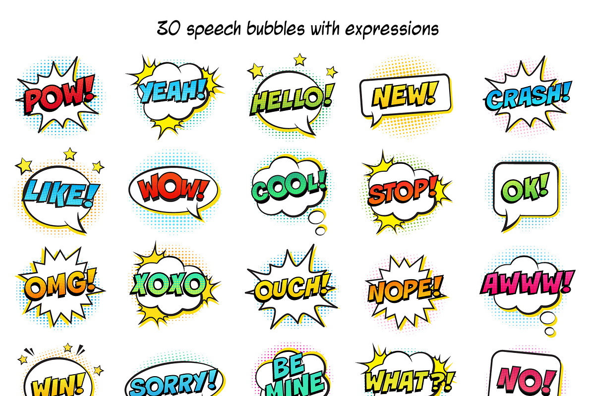 Big Comic Elements Set, a Texture Illustration by mejorana (Photo 3 of 5)