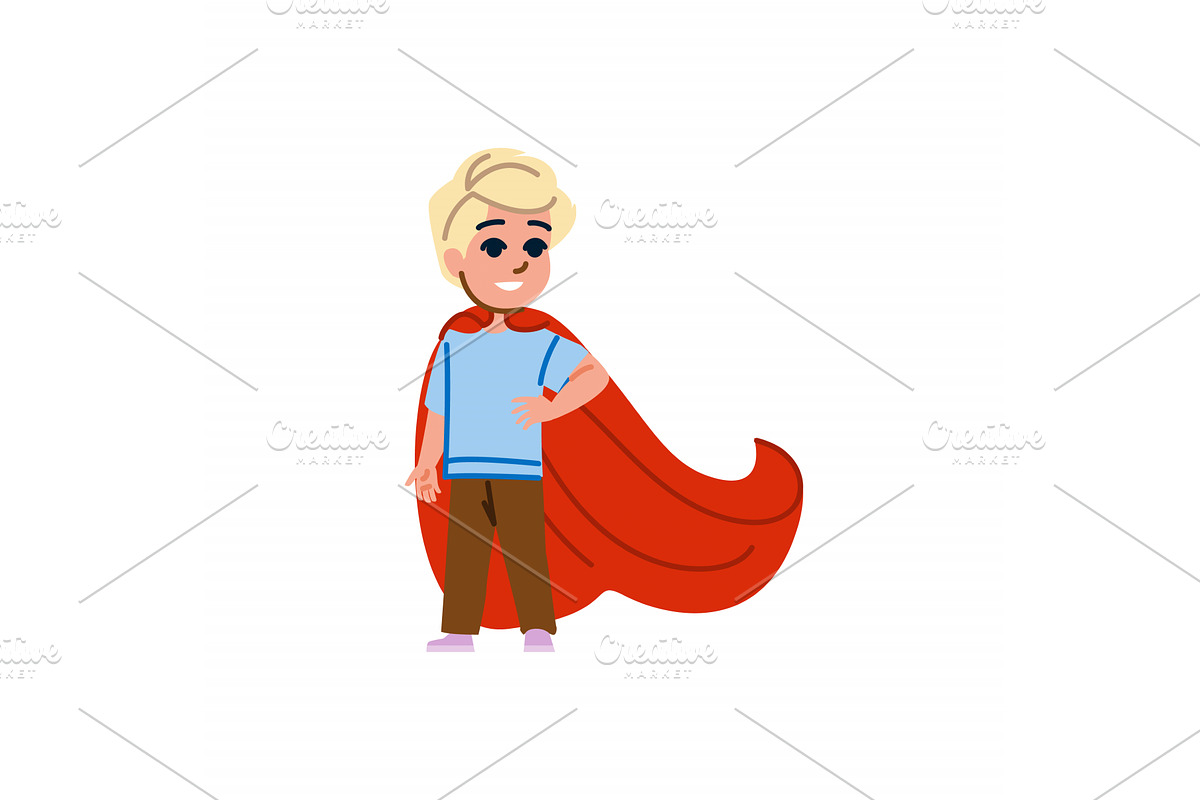 Smiling boy wearing superhero, an Illustration by pikepicture