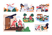 Firefighters, firemen fight a fire, a Work Illustration by PaperTrident (Thumbnail 1 of 9)