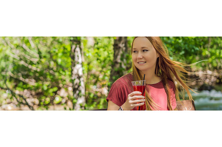 BANNER, LONG FORMAT Woman drinking, a Person Photo by Elizaveta Galitskaya