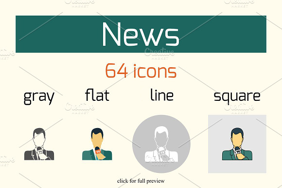 64 News Media Vector Icons Set