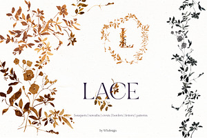 Lace Hand Painted Floral Clip Art