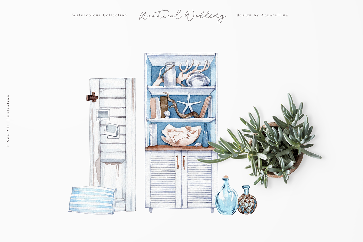 Nautical Beach Wedding Illustrations, a Decorative Illustration by Aquarellina (Photo 23 of 34)