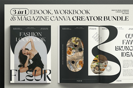 3 in 1 - Canva Magazine/eBook BUNDLE, a Marketing Template by SilverStag Type Foundry