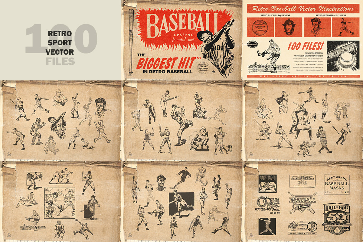 Retro Sports Art Bundle 8 in 1, an Illustration by Retro Machine (Photo 2 of 9)