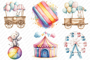 Pastel Summer Circus Clipart, an Illustration by Watercolor design (Thumbnail 3 of 12)