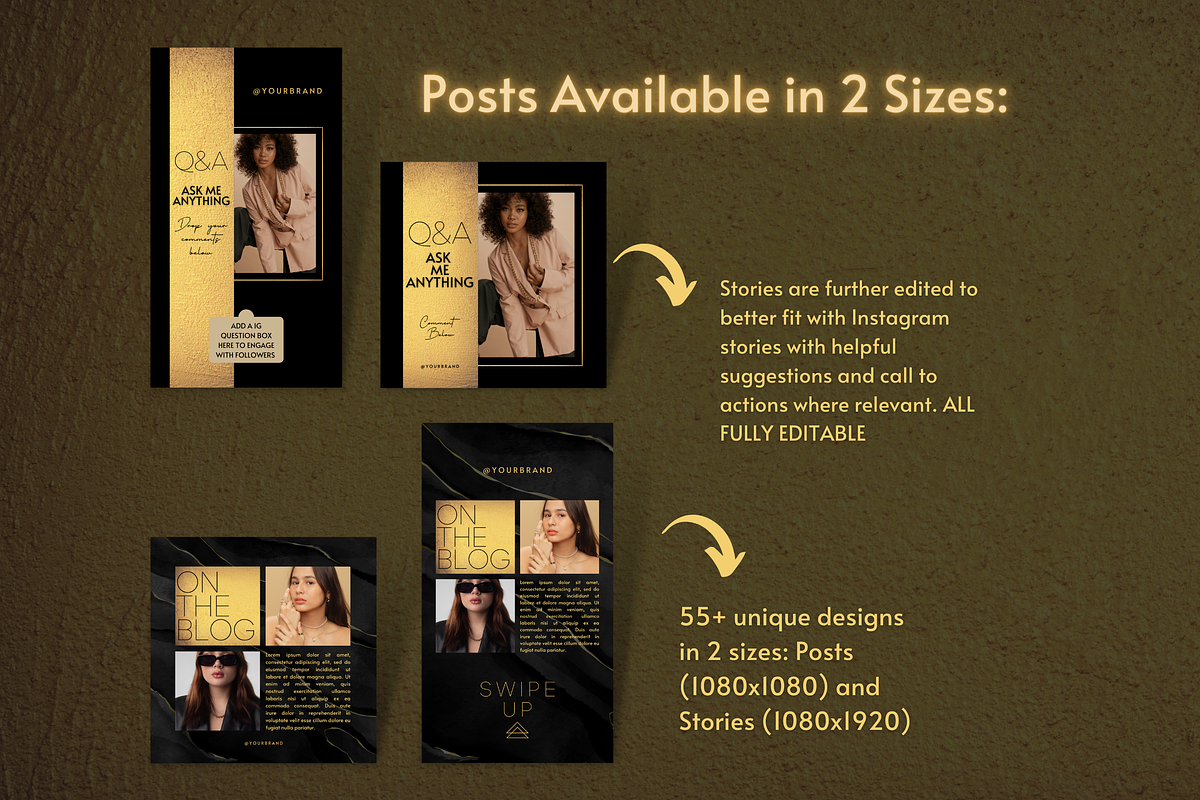 Black Gold Instagram Templates, a Social Media Template by Faytemplates (Photo 10 of 10)