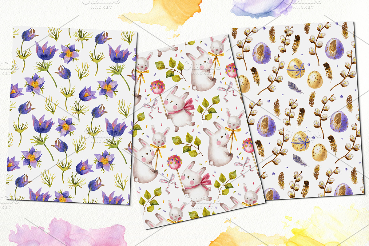 Easter bunnies. Watercolor set., an Illustration by babenkoirusa (Photo 11 of 16)