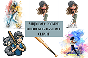 Prompt Retro Girly Baseball Clipart, a Decorative Illustration by Creative design (Thumbnail 1 of 7)