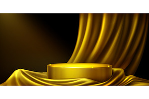 Luxury gold podium, flowing satin, a Texture Illustration by art PVP - market