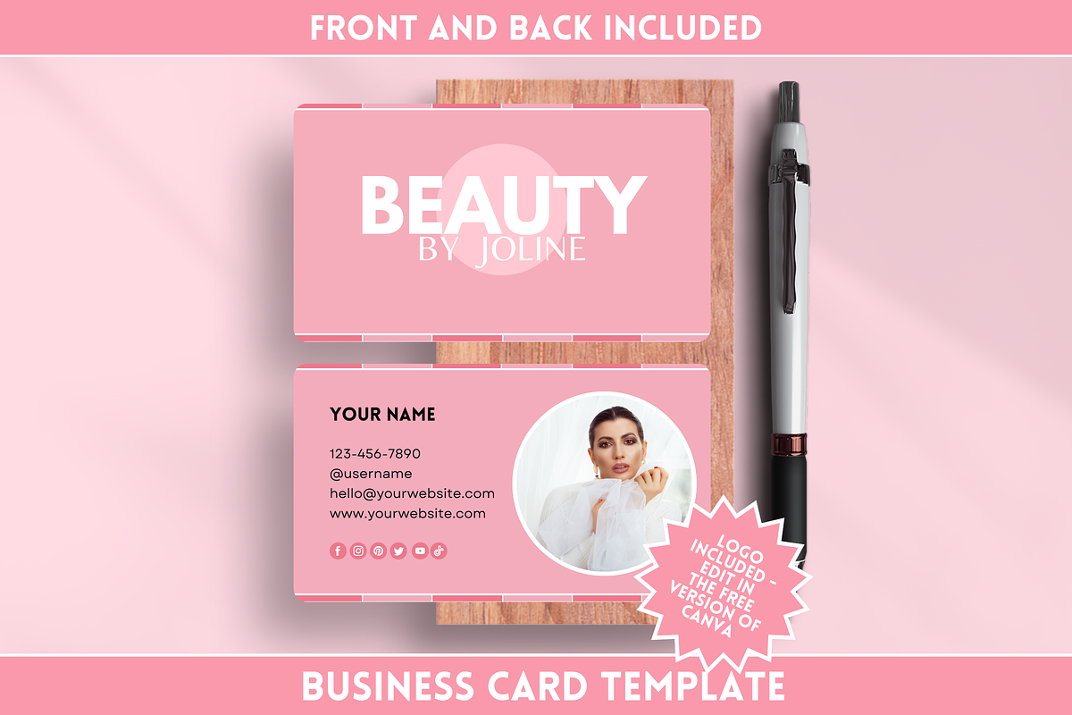 Pink Business Card Template, a Business Card Template by SunshineStudioBoutique (Photo 1 of 9)
