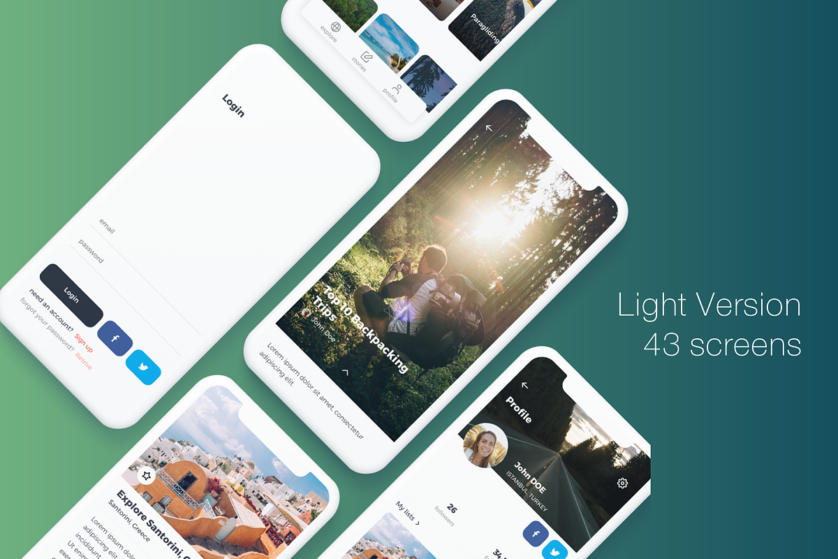 Voyago - Travel App Sketch Template, an UI Kit Template by uicube (Photo 3 of 4)