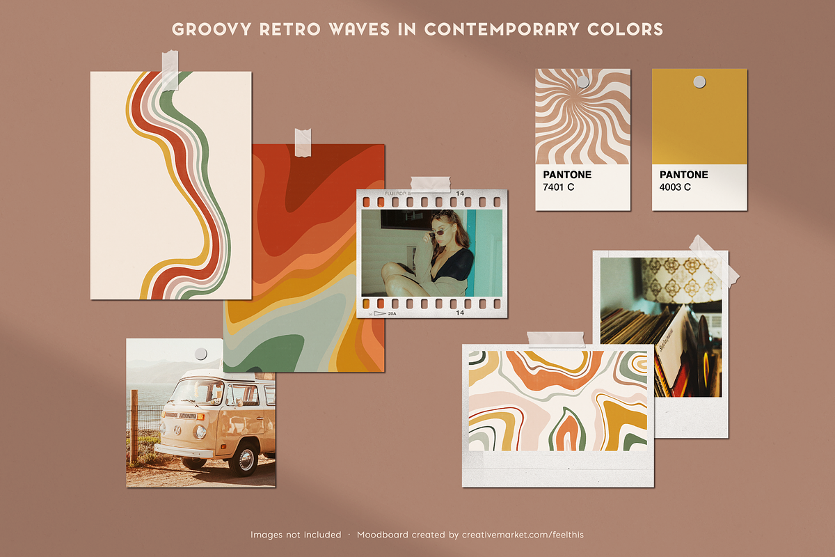 Retro 70s Waves Background Bundle, a Pattern Graphic by cassi has hobbies (Photo 2 of 9)