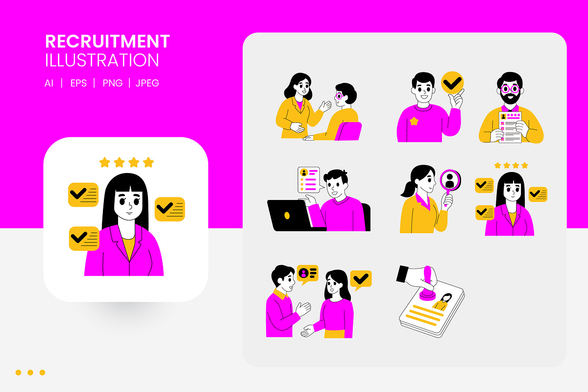 Set Recruitment Illustration, a Person Illustration by shin_std