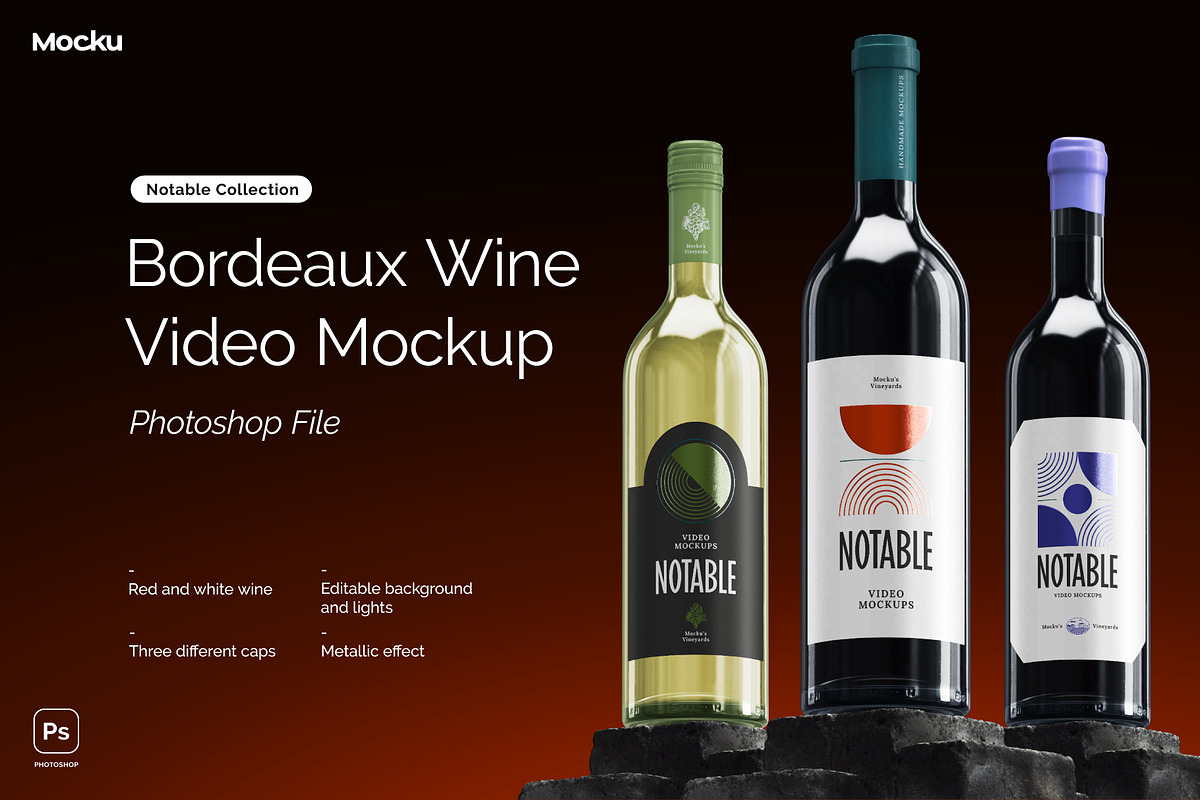Notable - Bordeaux Wine Video Mockup, a Packaging Mockup by Mocku (Photo 2 of 14)