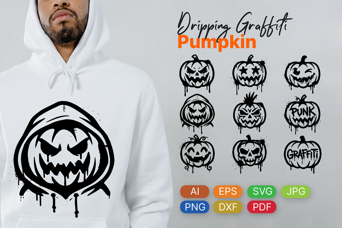 Graffiti Pumpkin Vector SVG PNG Set, an Object Graphic by zahidhossainalif (Photo 1 of 4)