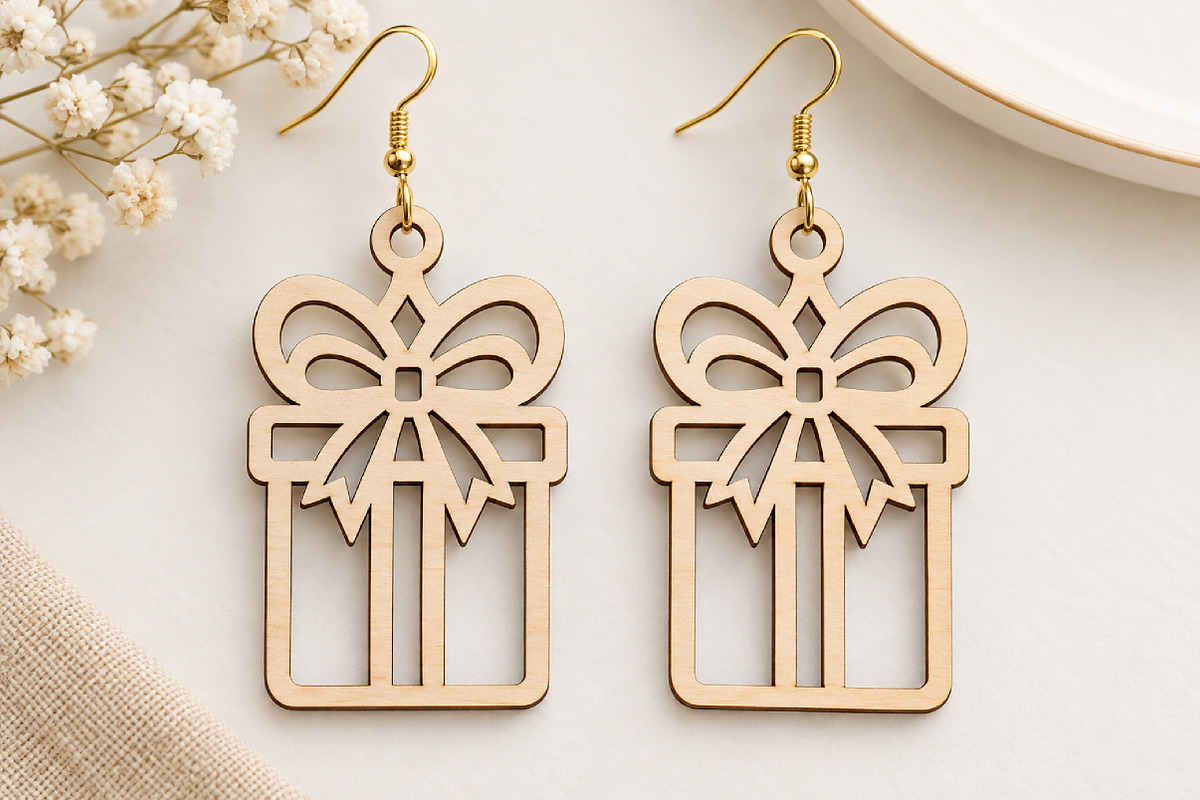 Christmas Gift Box Earrings SVG, an Object Graphic by Canvas Craft (Photo 3 of 4)