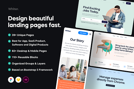 Whiter - Landing Page UI Kit, an UI Kit Template by FinestDevs