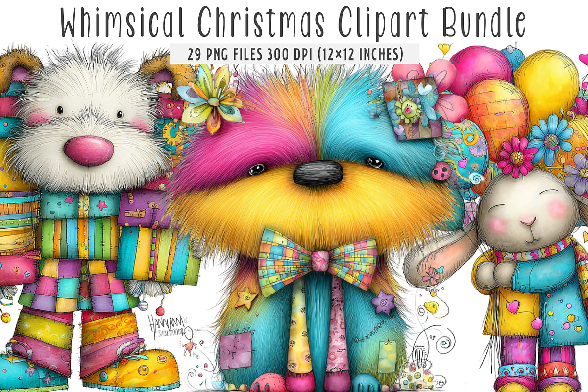 Whimsical Christmas Clipart, an Illustration by SinaCreation (Photo 1 of 6)