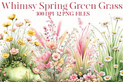 Whimsy Spring Green Grass Clipart, an Illustration by Designworld (Thumbnail 1 of 7)