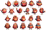 Quirky Christmas Birds Clipart, an Illustration by Markicha Art (Thumbnail 6 of 6)