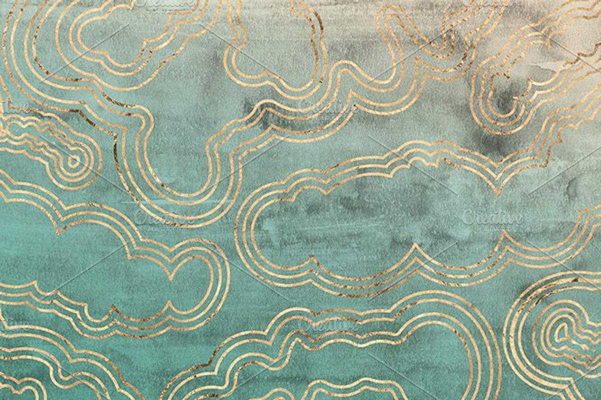 Tourmaline Sliced Gold & Watercolors, a Pattern Graphic by Blixa 6 Studios (Photo 3 of 6)