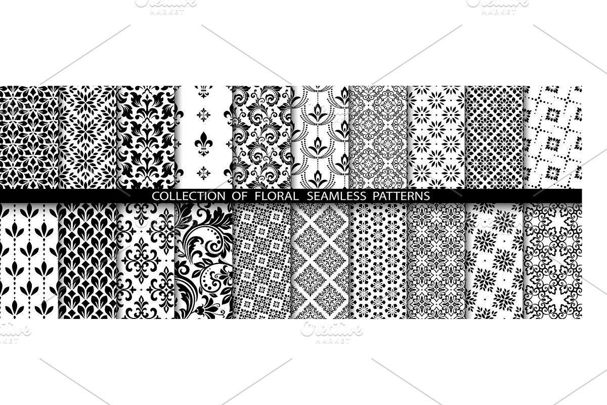Geometric floral set of seamless, a Background Graphic by RODINA (Photo 1 of 3)