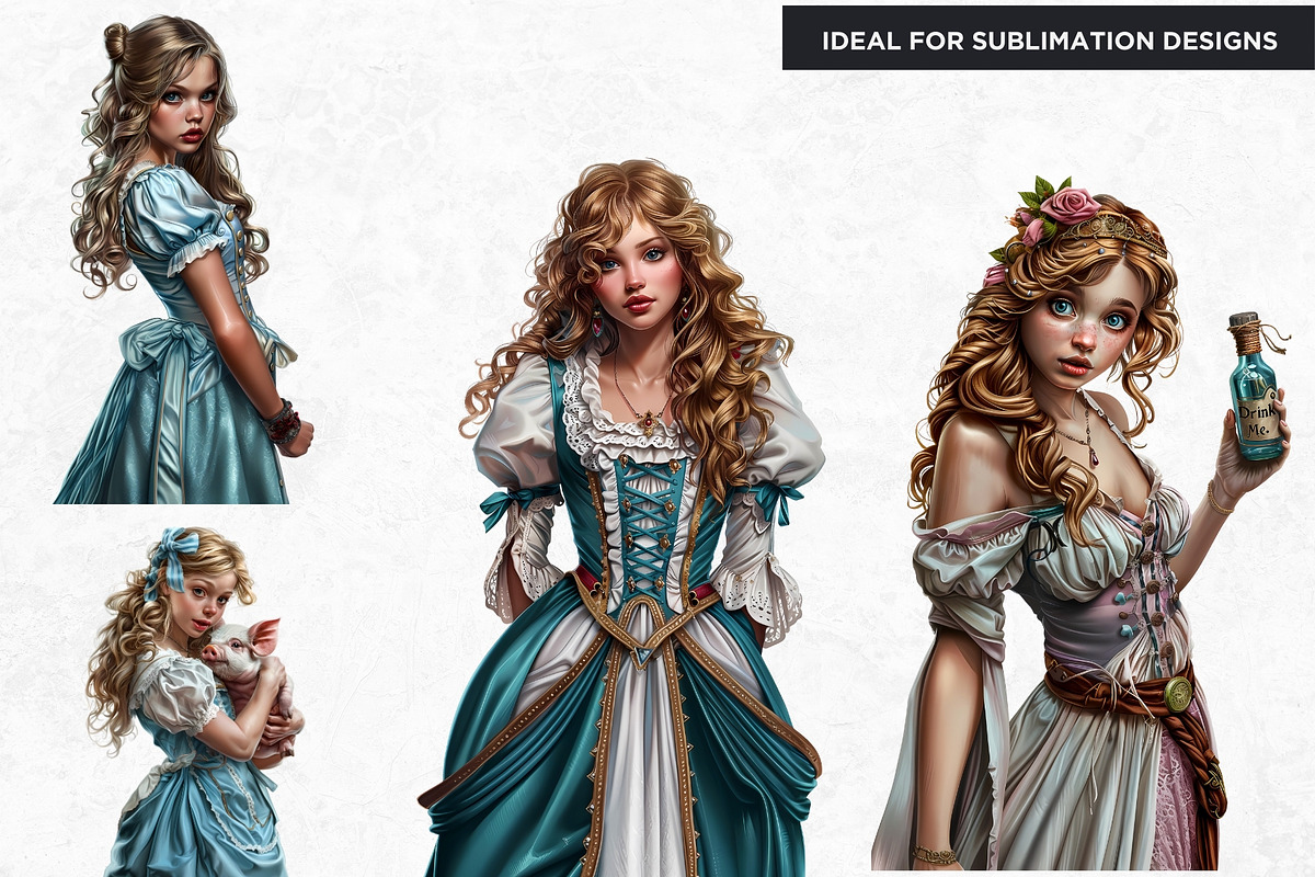 Alice in wonderland Clipart Set, a Person Illustration by ThatsDesignArt (Photo 5 of 11)
