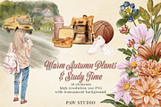 Back To School Clipart Autumn Girl, an Education Illustration by PawGraphic (Thumbnail 1 of 10)