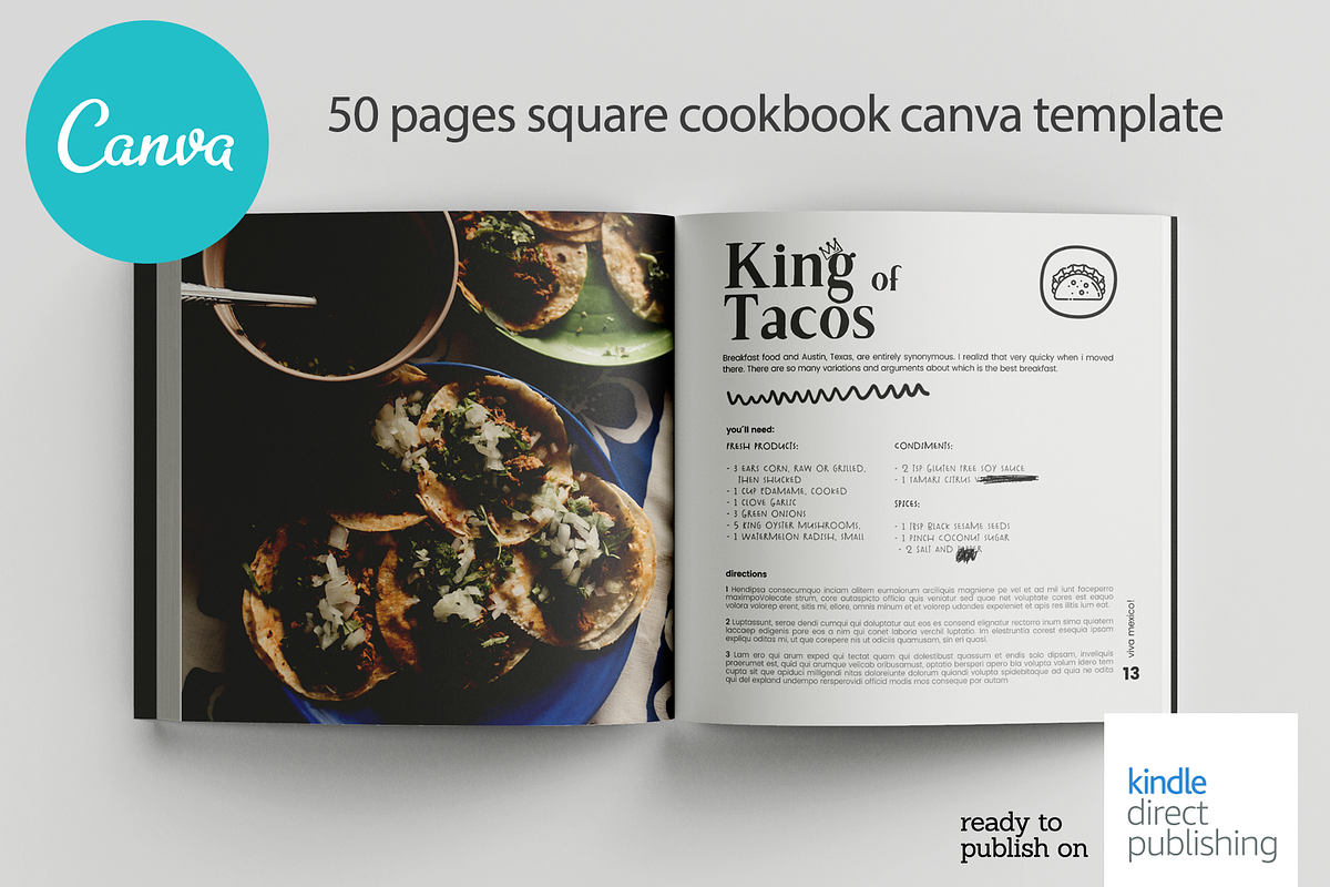 Square Mexican Recipes Canva Templat, a Magazine Template by DeLaGranSiete (Photo 8 of 14)