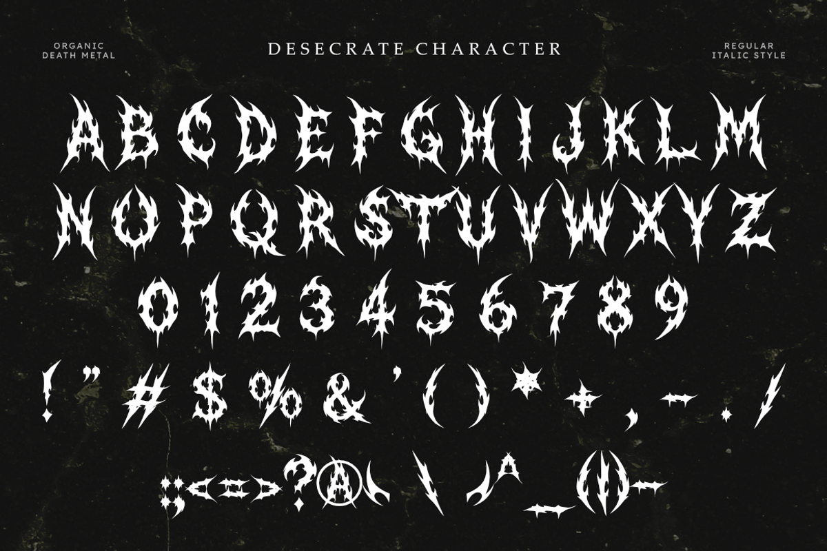 Desecrate - Death Metal font, a Symbol Font by Masyafi Studio (Photo 9 of 9)