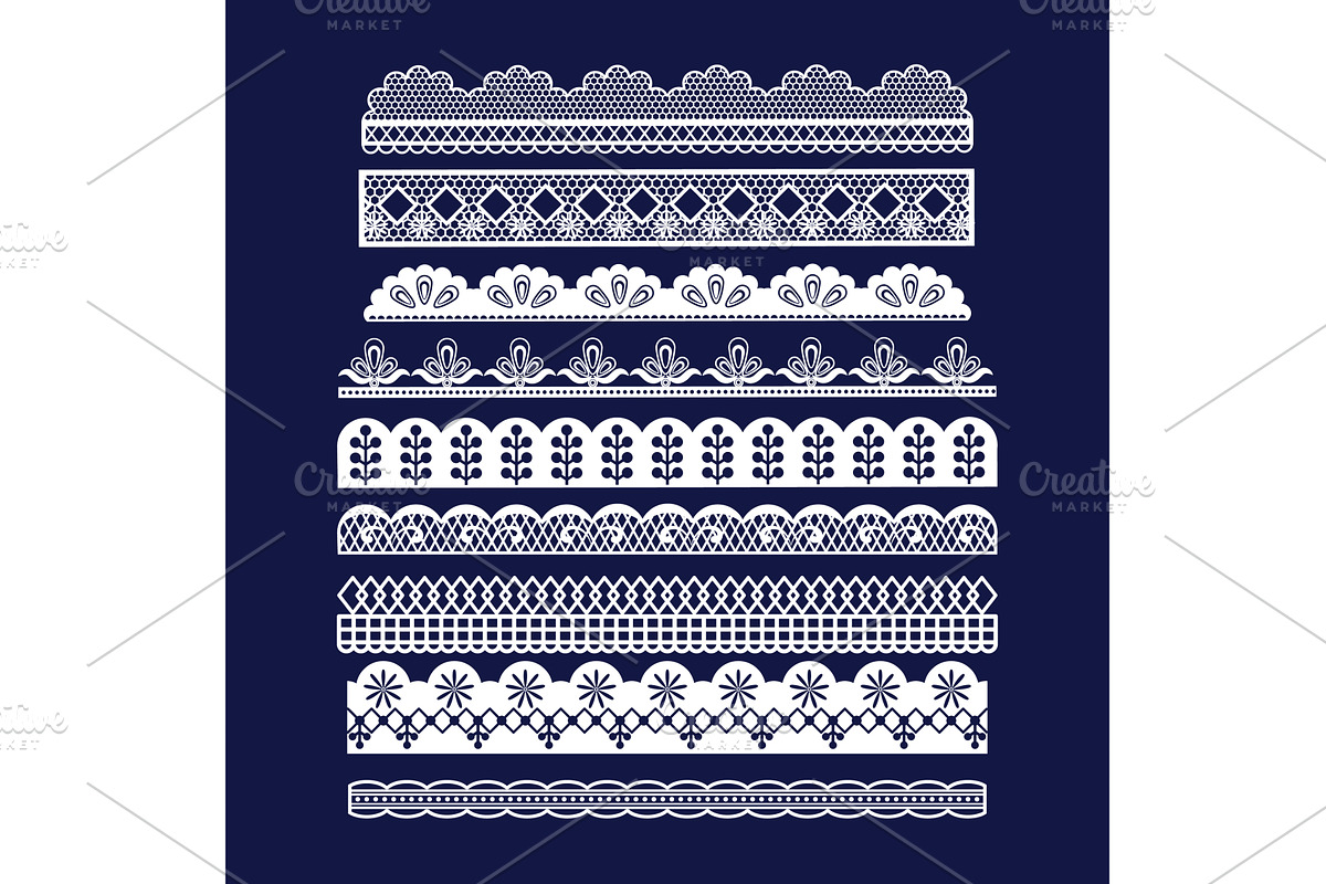White ornamental flat vector lace, an Illustration by pikepicture