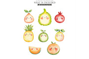 Cute Fruits Clipart Watercolor PNG, an Illustration by CharmClipart (Thumbnail 4 of 9)