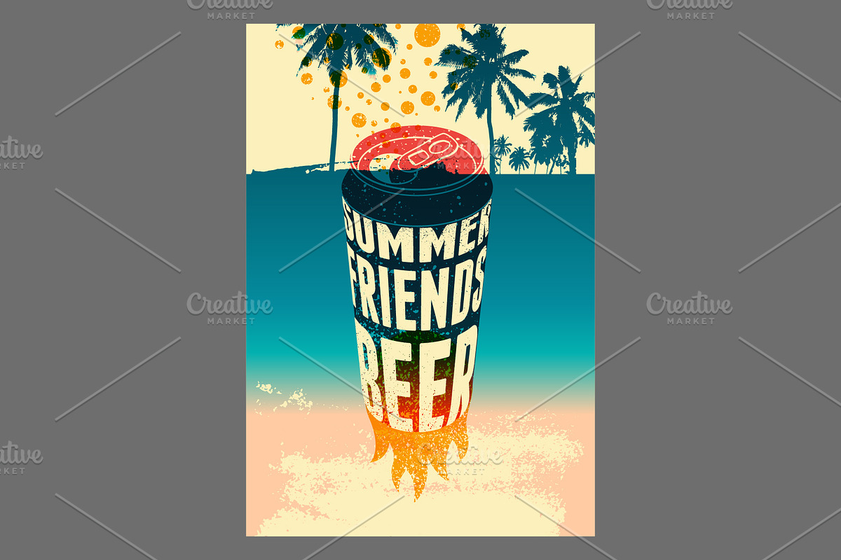 Summer Beer retro vector poster set, a Food Illustration by PoPaShop (Photo 10 of 12)