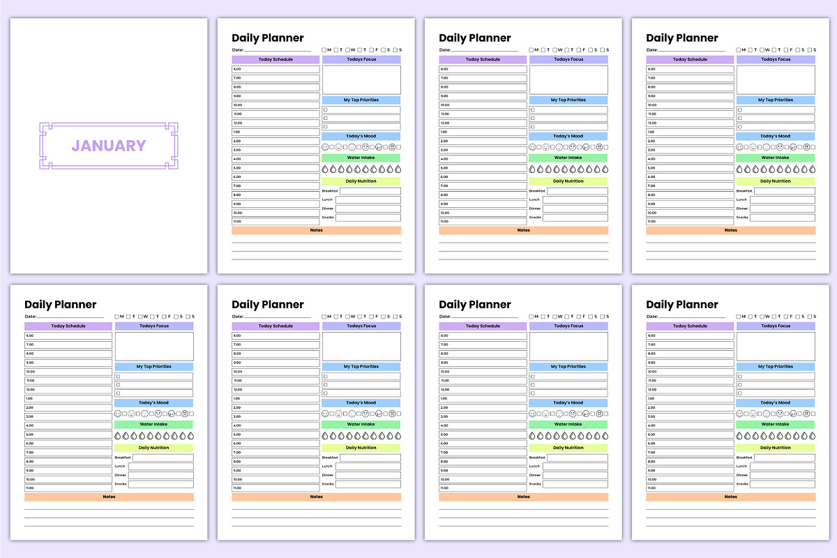 Undated Full Year Daily Planner, a Stationery Template by Mustafiz (Photo 3 of 4)