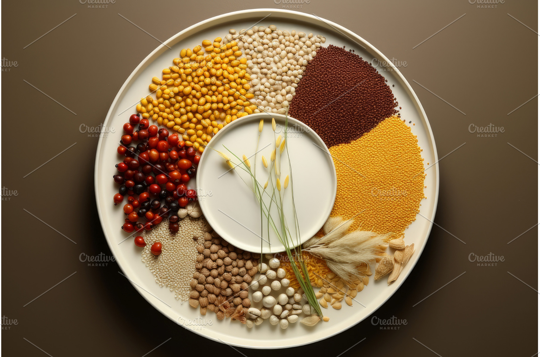 Filling Grains plate. Generate Ai, a Food & Drink Photo by Ylivdesign