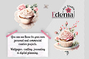 Vintage Romantic Cupcakes Cliparts, a Food Illustration by EdeniaArtStudio (Thumbnail 2 of 5)