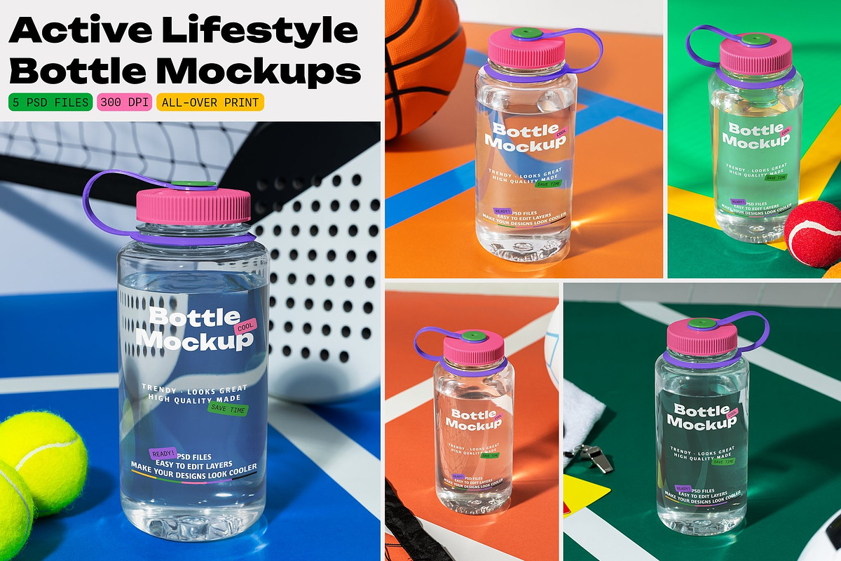 Active Lifestyle Bottle PSD Mockups, a Cups & Container Mockup by UInstrument (Photo 1 of 6)