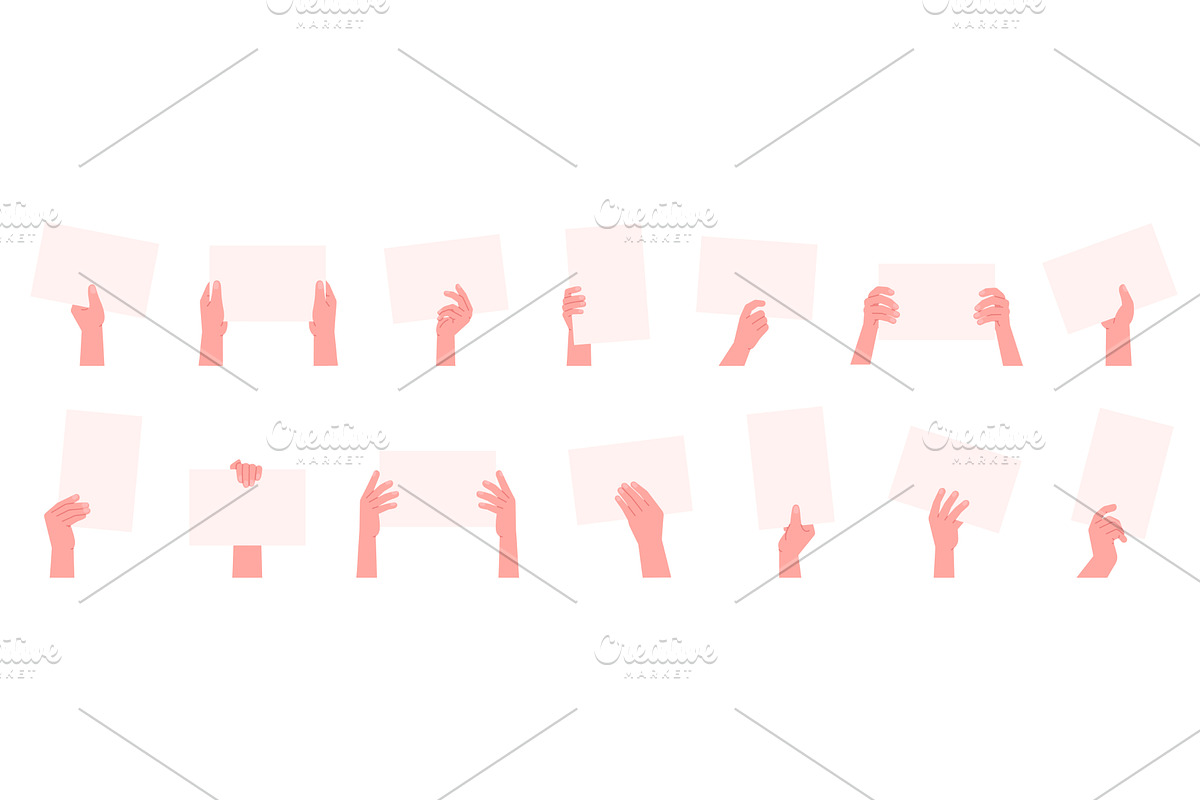 Hands hold paper sheets. Blank, an Illustration by LadadikArt