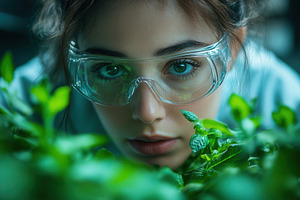 Young woman wearing protective glass, a Photo by Tanuart