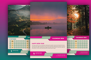 12 Pages Modern Wall Calendar 2024