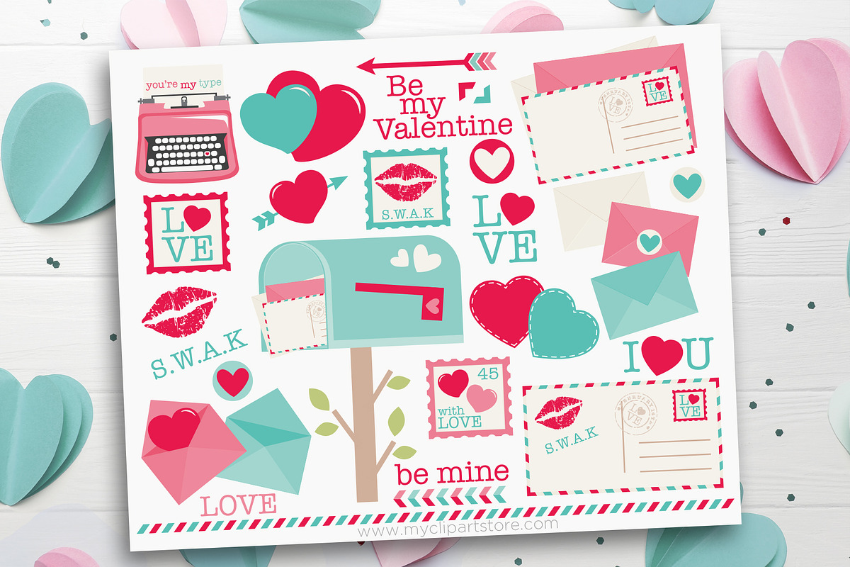 Valentine Love Letters Clipart, an Illustration by MyClipArtStore (Photo 1 of 3)