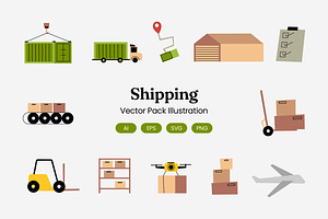 Shipping Illustration Set, an Object Graphic by Rahardi Creative