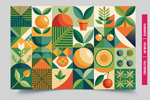 Fruit geometric pattern, an Illustration by Tanuart