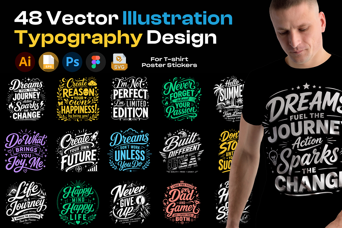 48 T-Shirt Poster Design Vector SVG, an Object Graphic by Miyaji75 (Photo 1 of 6)