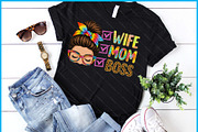 Wife Mom Boss Messy Bun Mother's Day, a Graphic by Creativeusart (Thumbnail 1 of 4)