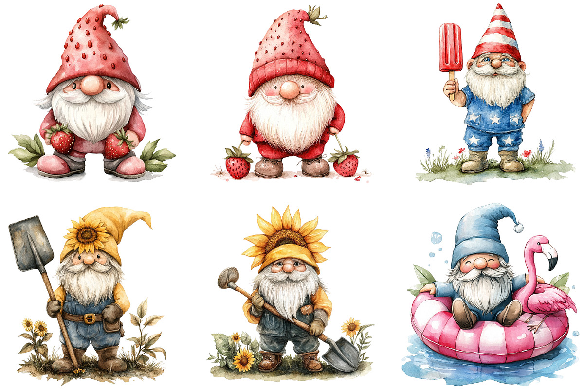 Summer Gnome Clipart, a Seasonal Illustration by DreamArtGraphic (Photo 2 of 4)