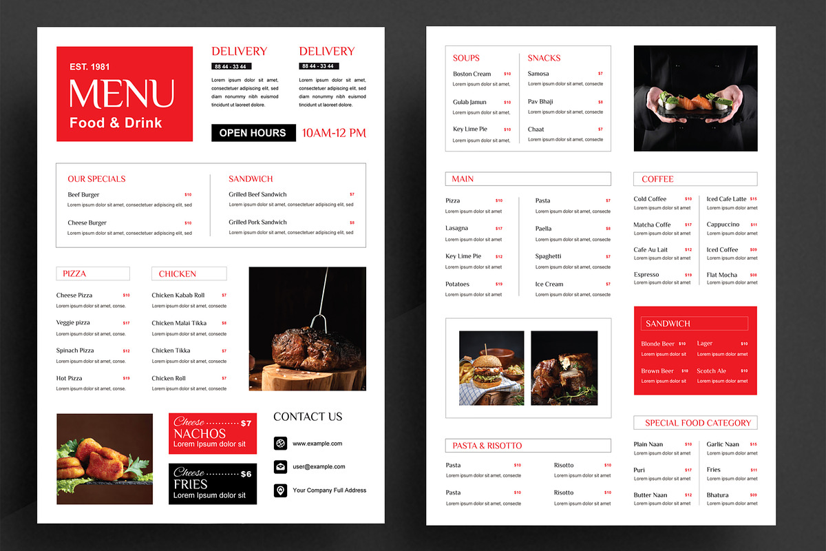Clean Food Menu Template, a Stationery Template by ContestDesign (Photo 2 of 2)