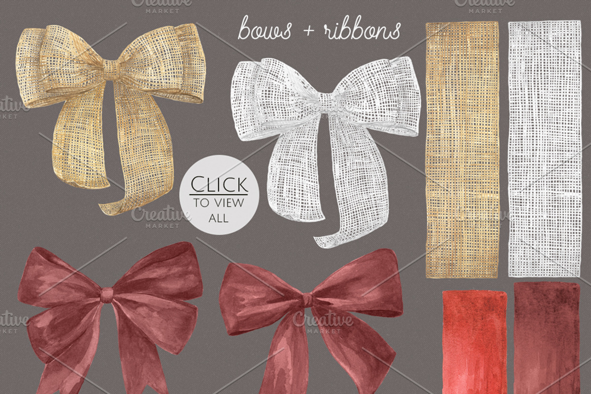 Bows & Ribbons. Watercolor Set, a Decorative Illustration by NataliVA (Photo 2 of 5)