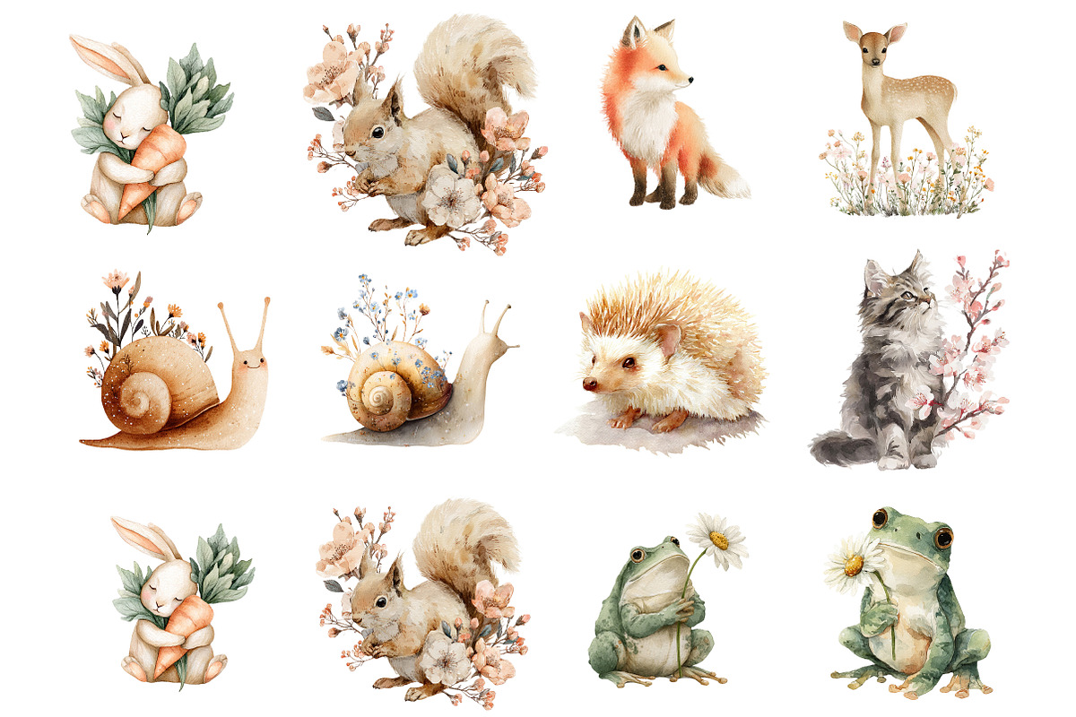 Whimsical Animals Spring Clipart, an Illustration by DreamArtGraphic (Photo 3 of 4)